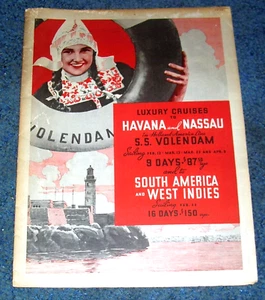 Holland American Line 1935, folleto grande, Havana & Nassau, S S Volendam - Imagen 1 de 9
