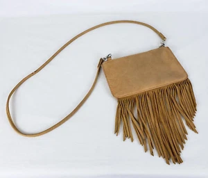 Free People Mini Leather Fringe Purse Crossbody Bohemian Country Western - Picture 1 of 12