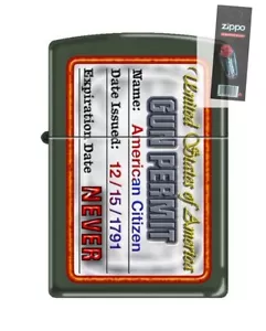 Zippo 221 Gun Permit Unite States of America Custom Lighter + FLINT PACK - Picture 1 of 1