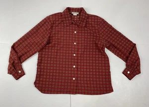 VTG Notations Women’s Red Button Down Long Sleeve Career Blouse Shirt Sz8 Petite - Picture 1 of 7