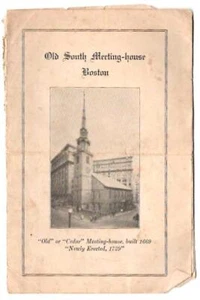 OLD SOUTH MEETING HOUSE Boston MA ~ 1929 Besucherbroschüre - Bild 1 von 1
