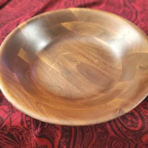 Fruit Bowl Mid Century MCM Walnut Large 9.75" Diameter Salad  - Picture 1 of 10