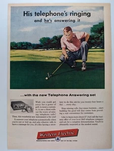 Western Electric Early Telephone Answering Machine Golf 1956 Time Print Ad 8x11" - Picture 1 of 1
