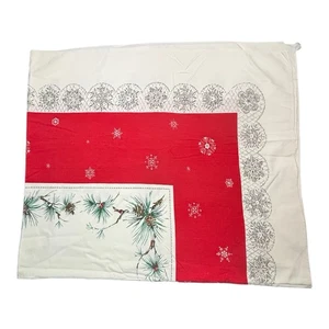VINTAGE WEIHNACHTEN TISCHDECKE URLAUB LEINEN Beeren Schneeflocken Tannenzapfen 62x52 - Bild 1 von 13