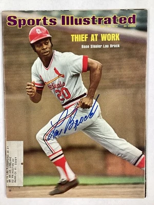 Lou Brock Signed Sports Illustrated 7/22/74 Cardinals HOF Baseball Autograph JSA - Image 1 of 4