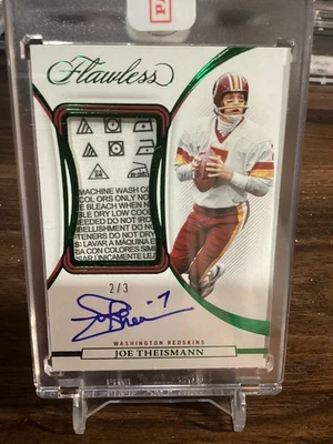 Joe Theismann Autographed Laundry Tag Jumbo Patch Emerald Football Card.  2/3 - Image 1 of 2