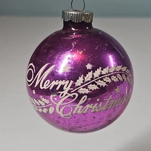 Vintage Shiny Brite Mercury Glass Stenciled Merry Christmas Ornament 3" USA - Picture 1 of 4