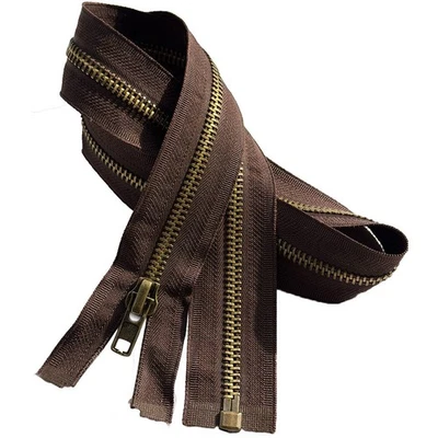 JN#8 Antiguo Latón Metal Separador, Cremallera de Chaqueta de Extremo Abierto Seleccionar Color 5"-36" Foto 1 de 4