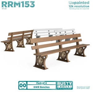 RRM153 Rusty Rails OO Gauge GWR Benches (4 Pack) - Unpainted 3D Print - Picture 1 of 1