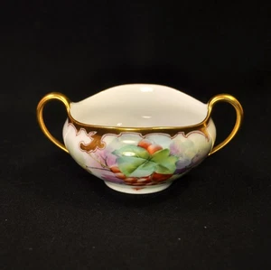 Limoges T&V Open Sugar 1906-1907 Hand Painted Stouffer Studio Gooseberries Gold - Picture 1 of 12