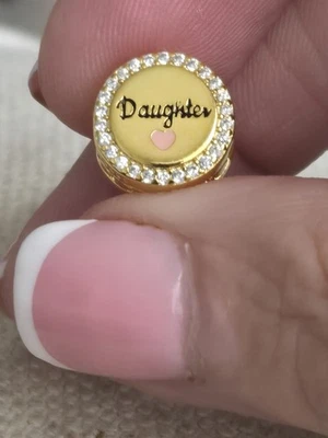 Sterling Silver 925  'Daughter' Gold 18k Plated Charm + FREE Bracelet UK - Image 1 of 4