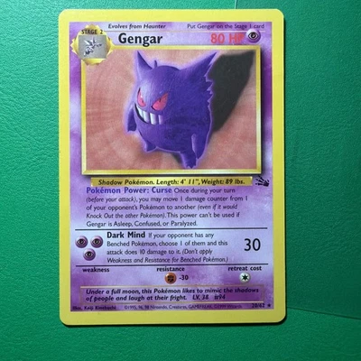 Gengar 1999 Pokemon Fossil  Rare Non-Holo Foil 20/62 VLP - Image 1 of 2