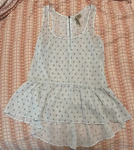 Eyeshadow Ivory Crosses Flowy Sheer Top Sz S - Picture 1 of 4