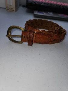 L.L. Cinturón Bean Vintage Marrón Cuero Trenzado Latón Hebilla - Para Mujer Talla 28 - Imagen 1 de 5