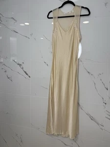 Victorias Secret Beige slip SILK M dress Maxi glamour Glamour Sheer back - Picture 1 of 19