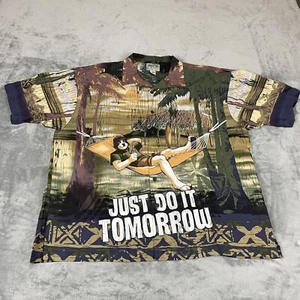 Big Dogs Men’s Size 3XL “Just Do It Tomorrow” All Over Print Hawaiian Shirt EUC - Picture 1 of 13