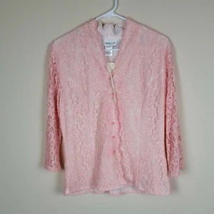 Coldwater Creek Encaje rosa claro Botón Botón Cardigan Tamaño superior pequeño - Imagen 1 de 9