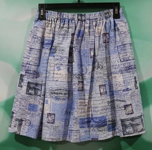 Handmade Girls Size 12 Blue Paris Themed Elastic Waist Skirt - Picture 1 of 3
