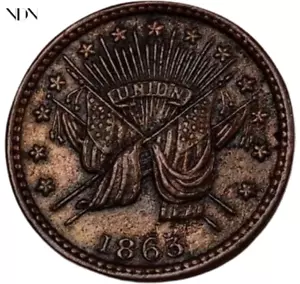 1863 Bürgerkriegstoken - Stern - Kanone - Wahl BU (rot/bn) - #CT217 - Bild 1 von 3