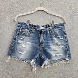 Adriano Goldschmied Women Shorts 26R Blue Distressed Denim Cotton Logo - Picture 1 of 7