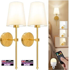 Battery Operated Wall Sconces 2 Pack Rechargeable Dimmable Remote Control (E533) - Picture 1 of 11