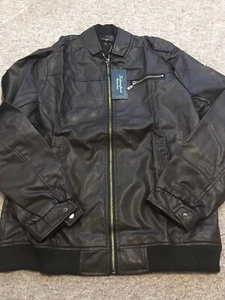 Ladies Size 2XL Faux Leather Jacket Brown Bnwt - Picture 1 of 1