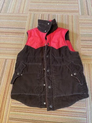 Chaleco acolchado reversible Levi’s pana marrón/rojo Western chaqueta a presión talla S Foto 1 de 4