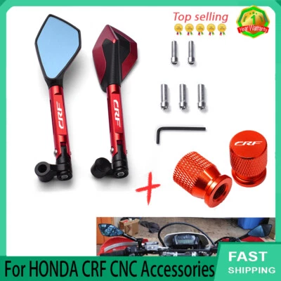 For HONDA CRF Accessories motorcycle Universal Rearview Mirror +Wheel Tire Valve - Image 1 of 3