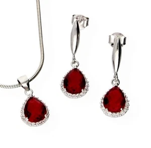 Echtes 925 Silber SCHMUCKSET, ANHÄNGER +OHRHÄNGER mit Zirkonia, inkl. Schmuketui - Bild 1 von 4