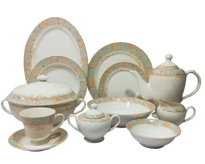 VINTAGE BONE CHINA ROUND DINNER SET 61 PCS SET GIFT BOXED BRAND - 3 PRINTS - Picture 1 of 6