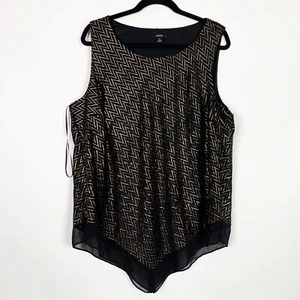 Alfani Modern Animal Blouse Top Plus Size OX Sleeveless Gold Black Zigzag - Picture 1 of 8