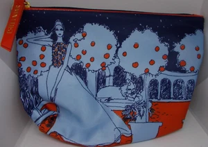 Estee Lauder Multi-Color plant print poly red blue new zipper closer - Picture 1 of 2