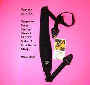 Neotech Padded GUITAR or BASS guitar STRAP 42" to 54" Long SOFT AX (NOS) w/TAG - Picture 1 of 24