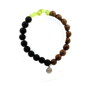 Steine Und Minéraux. Armband Peridot Aus Myanmar (Birma) + Perlen Schwarz Onyx - Bild 1 von 6