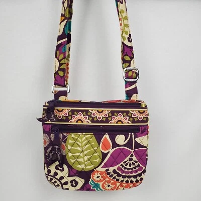 Vera Bradley Plum Crazy Fold Over Flap Crossbody Shoulder Bag Purse - Image 1 of 4