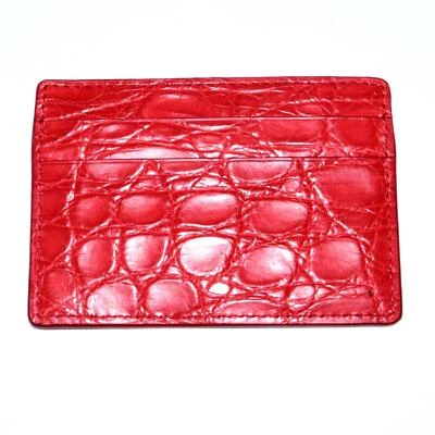 Versace Red Croc Card Case Wallet New w/ Minor Defect - Image 1 of 4