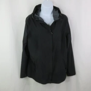 32 Degrees Cool Windbreaker Ladies L Jacket Black Lightweight Zip Up Hood Pocket - Picture 1 of 10