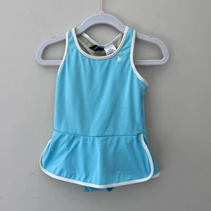 Ralph Lauren Swimsuit Skirted One Piece Swim Baby Blue White Trim 12M - Picture 1 of 4