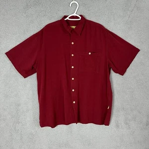 Joe Marlin shirt adult XL red button up short sleeve rayon pocket travel casual - Picture 1 of 12