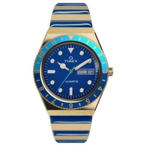 Q Timex Malibu 36mm Stainless Steel Blue Gold Classic Watch TW2V38500 | RRP $349 - Picture 1 of 4