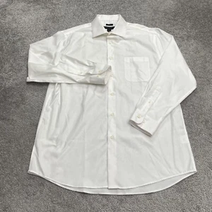 Pronto Uomo Dress Shirt Mens 16.5 32/33 White Non Iron Textured Cotton Business - Picture 1 of 10