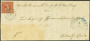 Bay. Mi. 9a "642" Indersdorf Mühlr. in blauviolett Brief FA Sem BPP KR9900303 - Bild 1 von 3