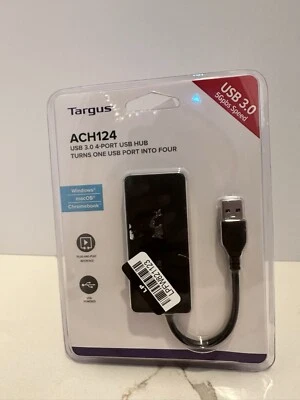 Targus 4-Port USB 3.0 Hub (ACH124US), Black (ACH154) - NEW - Image 1 of 3