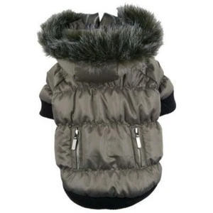 Pet Life 1GYLG Grey Metallic Fashion Parka with Removable Hood-LG - Picture 1 of 1