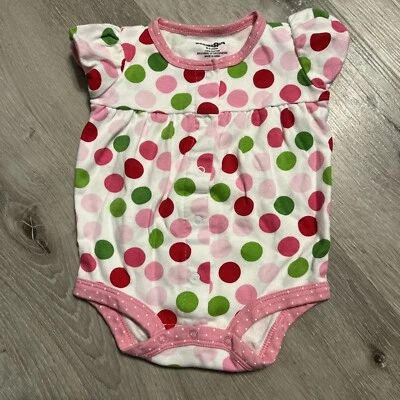 Babies R Us Strawberry Red, Pink & Green Polka Dots 0-3 Months Girl - Image 1 of 4