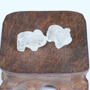 Natural Clear Crystal Carved Flying Pig Quartz Gemstone Wild Boar Animal Decor - Picture 1 of 1