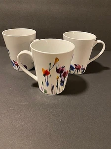 Mikasa Gourmet Basics Watercolor Garden Coffee Mugs Set of Three - Picture 1 of 4