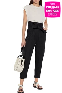 RRP €385 IRO Paper Bag Trousers FR38 US6 UK10 M Black High Rise Cropped - Picture 1 of 5
