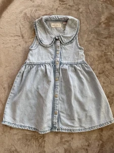 Zara Mädchen blaues Kleid Druckknopfleiste Größe 5 Jahre ärmellos Denim - Bild 1 von 8
