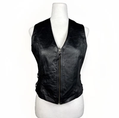 Chaleco con cremallera Wilson Leather MAXIMA negro de cuero suave para mujer talla S usado en excelente estado Foto 1 de 4